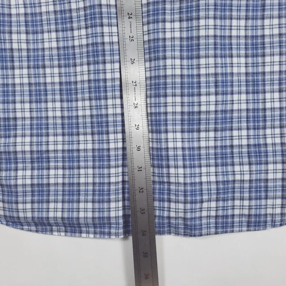 Polo Ralph Lauren Shirt Men XL Blue White Plaid Classic Fit Long Sleeve